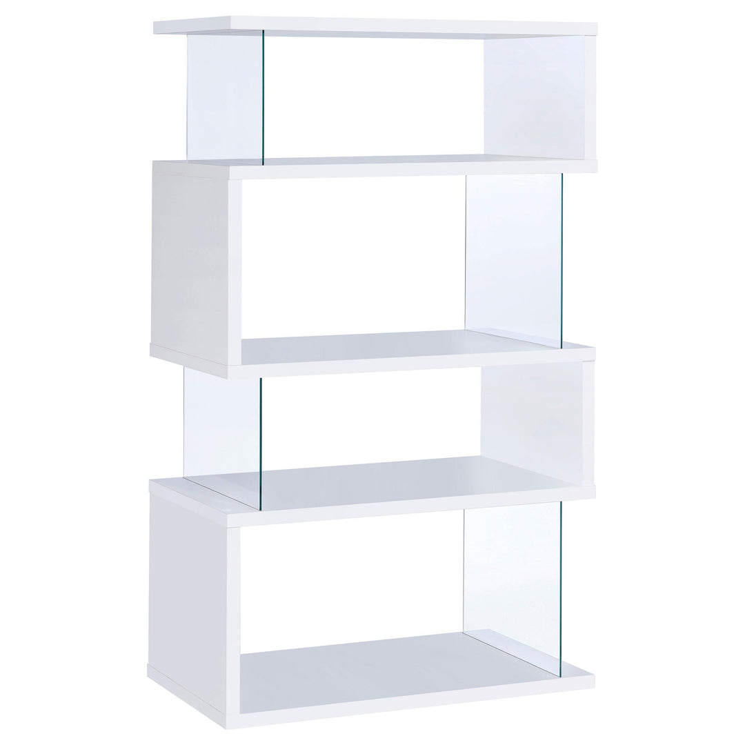 Coaster Furniture 800300 Emelle 63-inch 4-shelf Glass Panel Bookshelf White