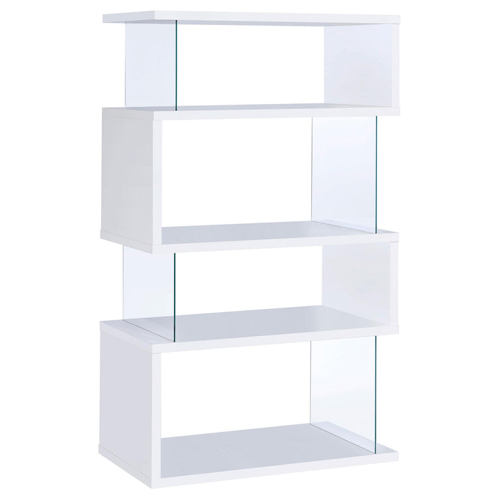 Coaster Furniture 800300 Emelle 63-inch 4-shelf Glass Panel Bookshelf White