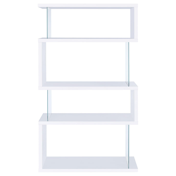 Coaster Furniture 800300 Emelle 63-inch 4-shelf Glass Panel Bookshelf White