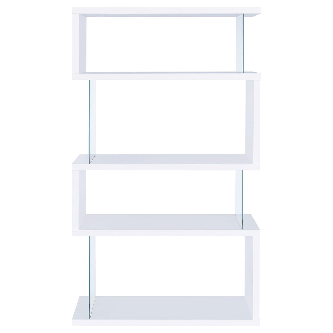 Coaster Furniture 800300 Emelle 63-inch 4-shelf Glass Panel Bookshelf White