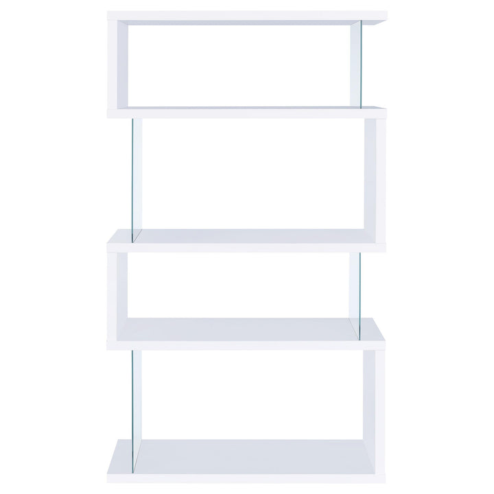 Coaster Furniture 800300 Emelle 63-inch 4-shelf Glass Panel Bookshelf White