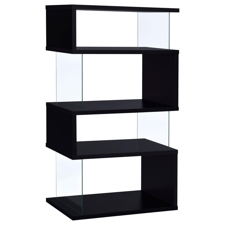 Coaster Furniture 800340 Emelle 63-inch 4-shelf Glass Panel Bookshelf Black