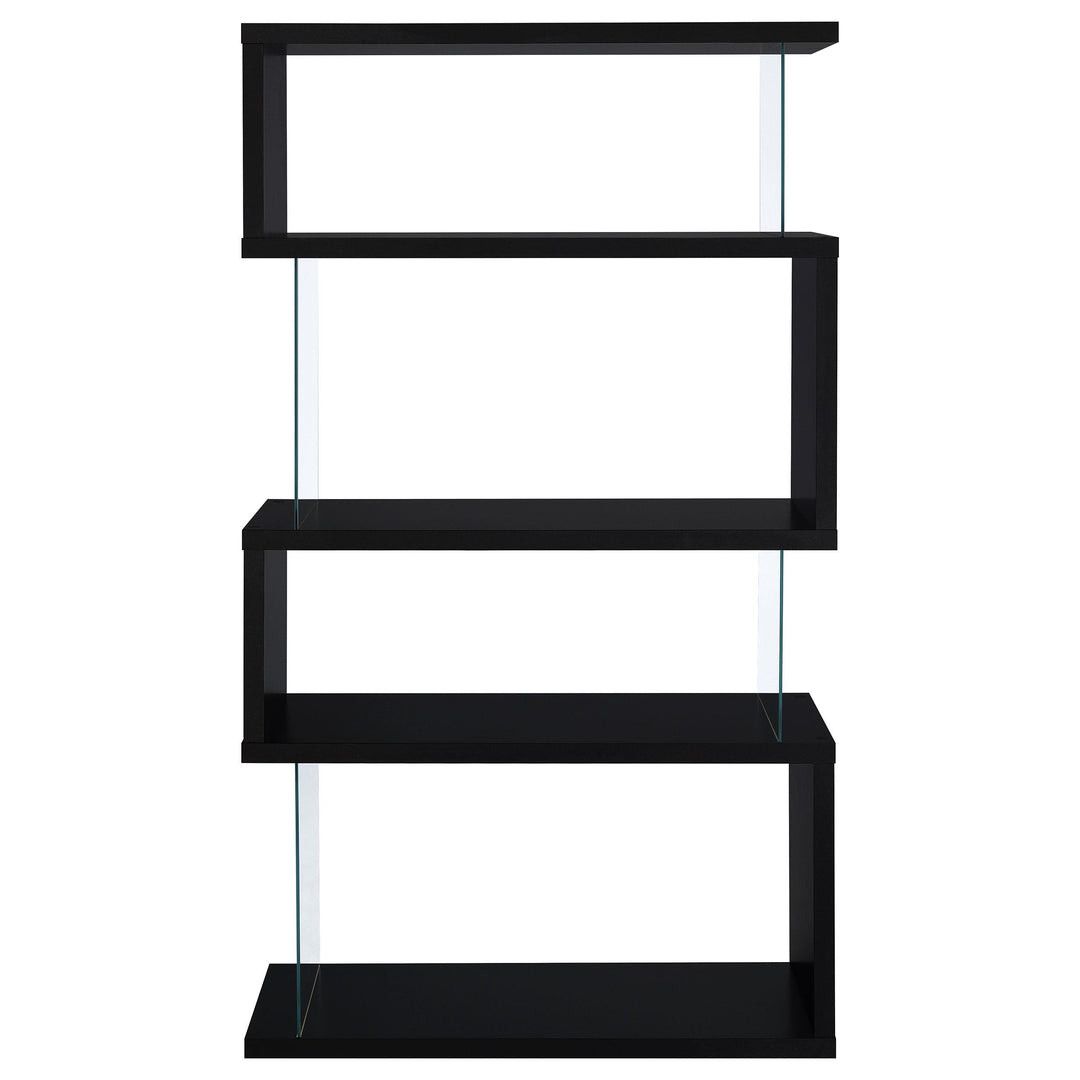 Coaster Furniture 800340 Emelle 63-inch 4-shelf Glass Panel Bookshelf Black