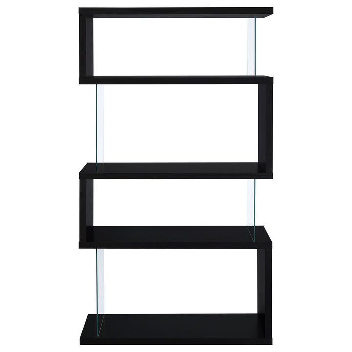 Coaster Furniture 800340 Emelle 63-inch 4-shelf Glass Panel Bookshelf Black