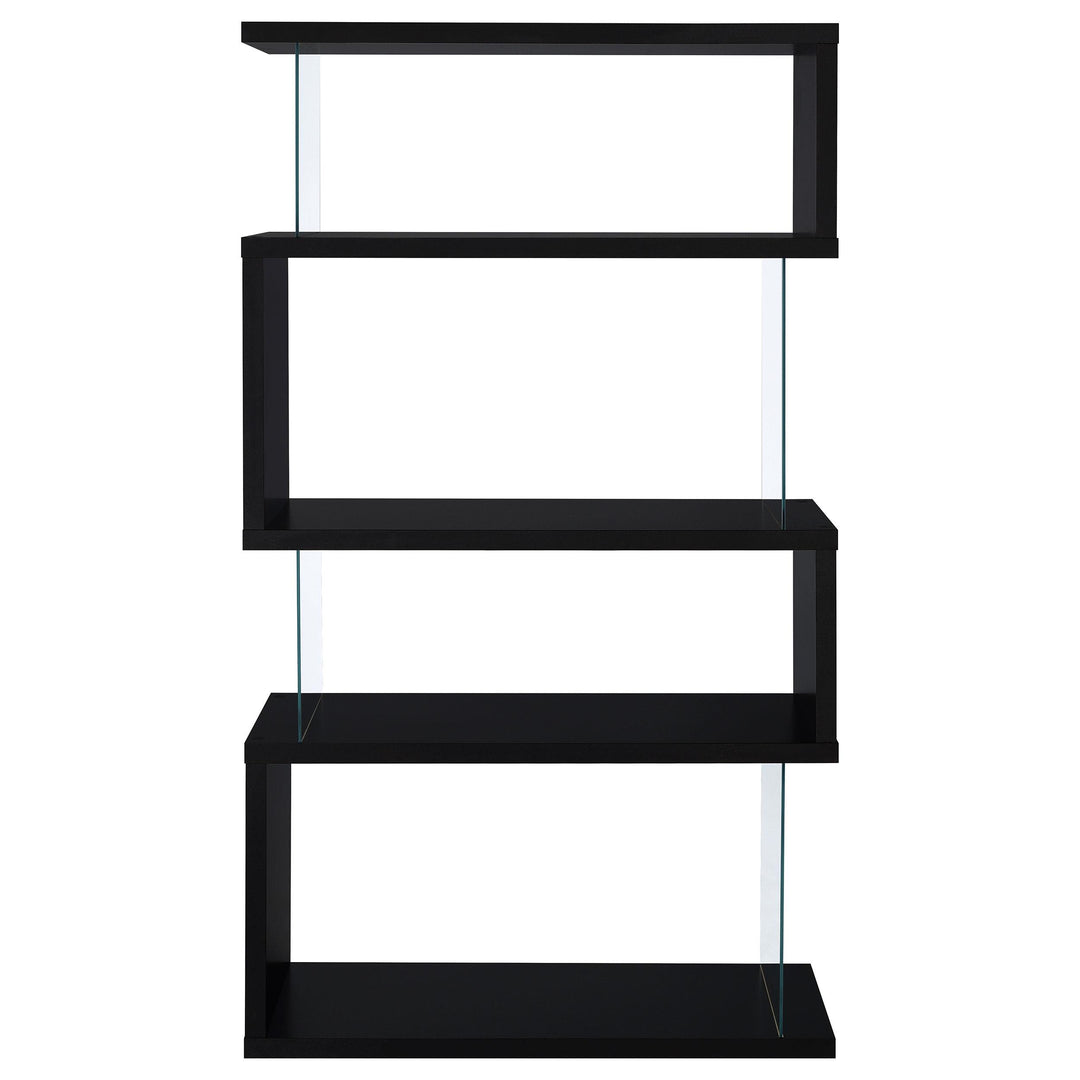 Coaster Furniture 800340 Emelle 63-inch 4-shelf Glass Panel Bookshelf Black