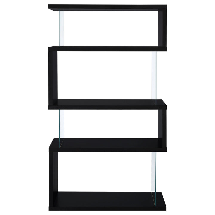 Coaster Furniture 800340 Emelle 63-inch 4-shelf Glass Panel Bookshelf Black