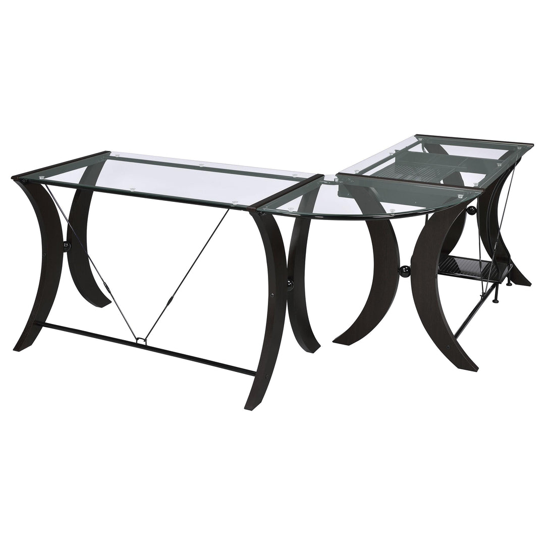 Coaster Furniture 800446 Monterey 67-inch Glass Top L-Shape Computer Desk Cappuccino