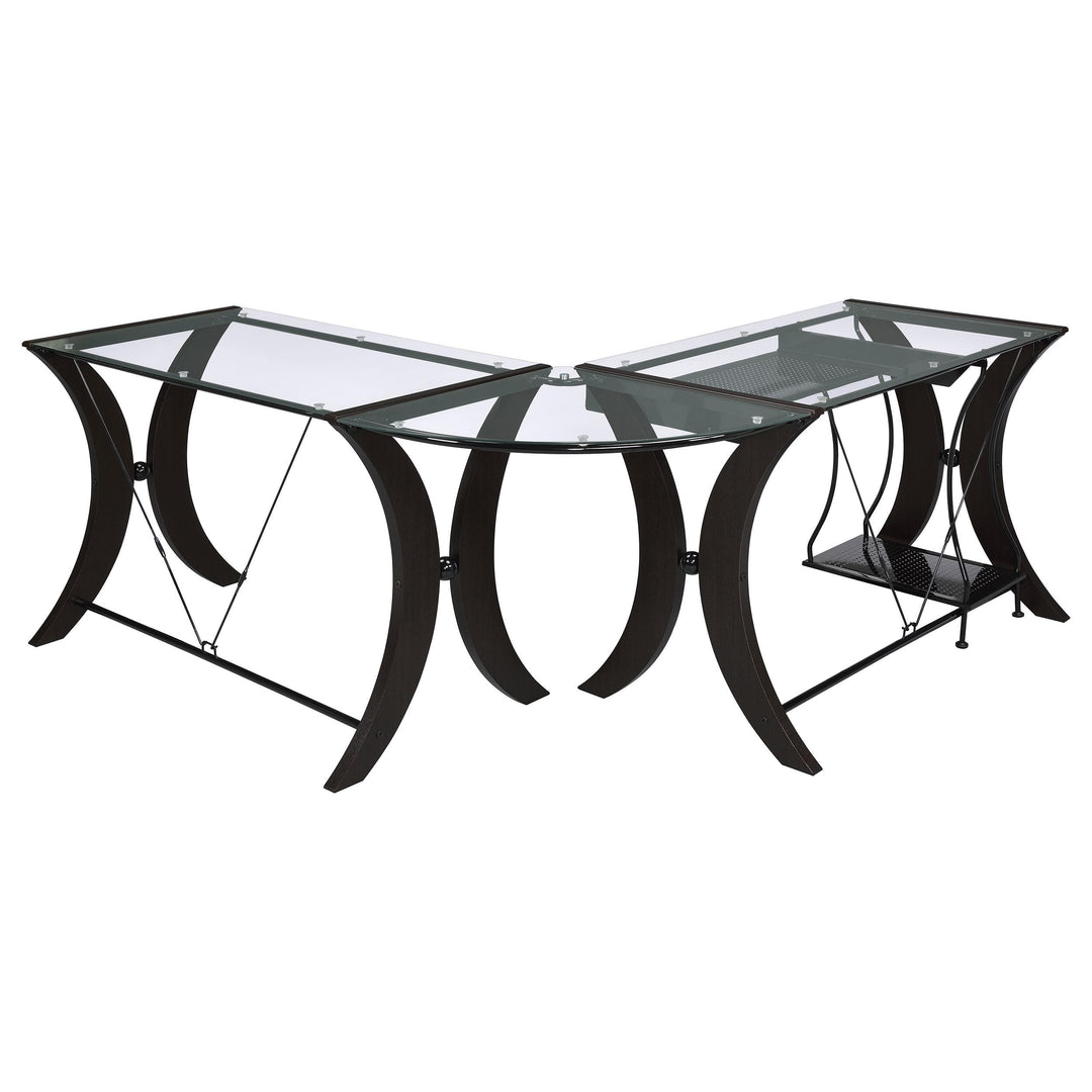 Coaster Furniture 800446 Monterey 67-inch Glass Top L-Shape Computer Desk Cappuccino