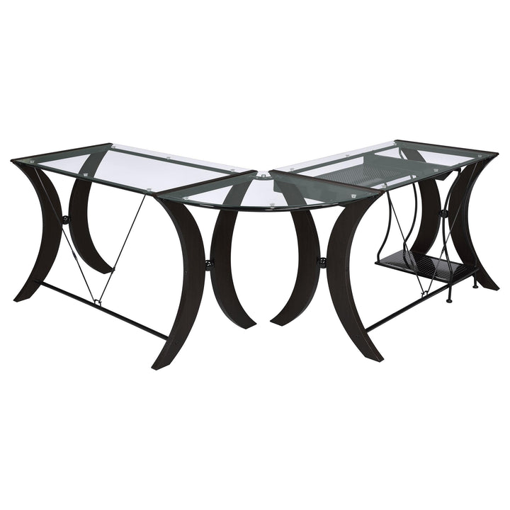 Coaster Furniture 800446 Monterey 67-inch Glass Top L-Shape Computer Desk Cappuccino