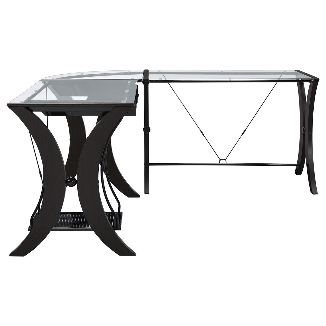 Coaster Furniture 800446 Monterey 67-inch Glass Top L-Shape Computer Desk Cappuccino