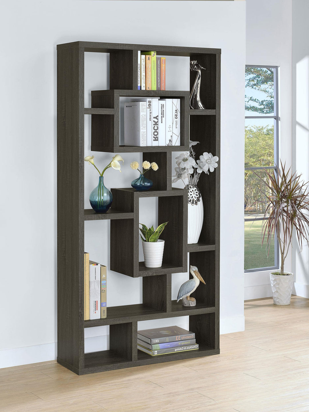 Coaster Furniture 800512 Corey 71-inch 8-shelf Bookshelf Weathered Grey