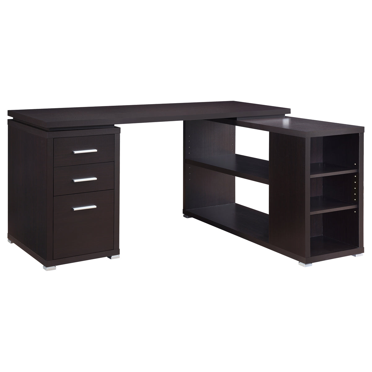 Yvette - 3-Drawer L-Shape Computer Desk - Cappuccino