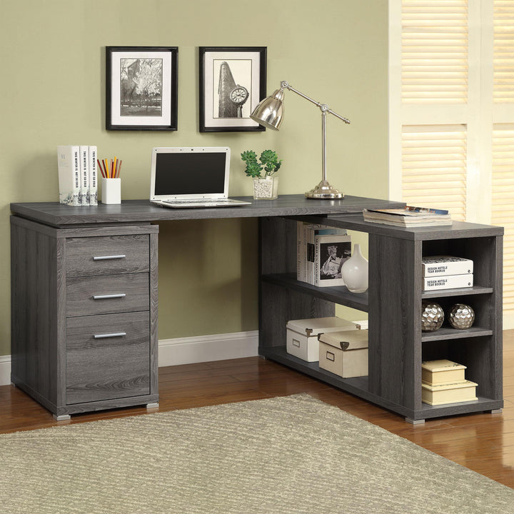 Coaster Furniture 800518 Yvette 60-inch 3-drawer L-Shape Computer Desk Weathered Grey