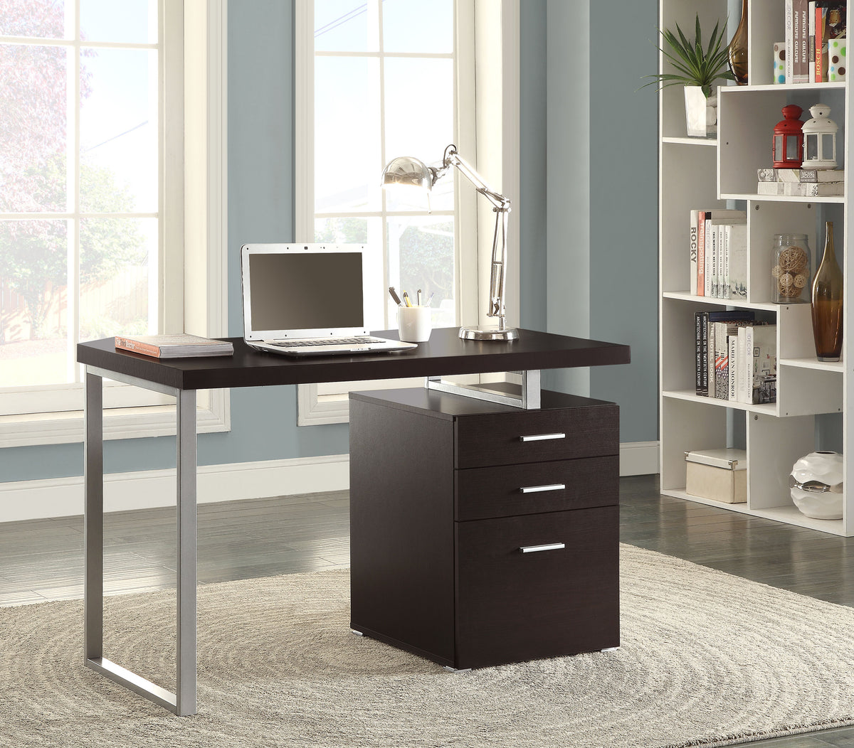Brennan - 3-Drawer Office Computer Desk - Cappuccino