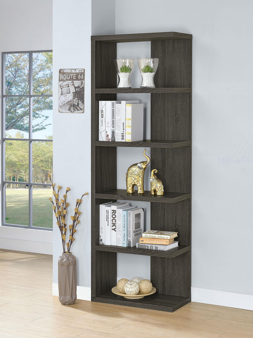 Coaster Furniture 800553 Harrison 71-inch 5-shelf Bookshelf Weathered Grey