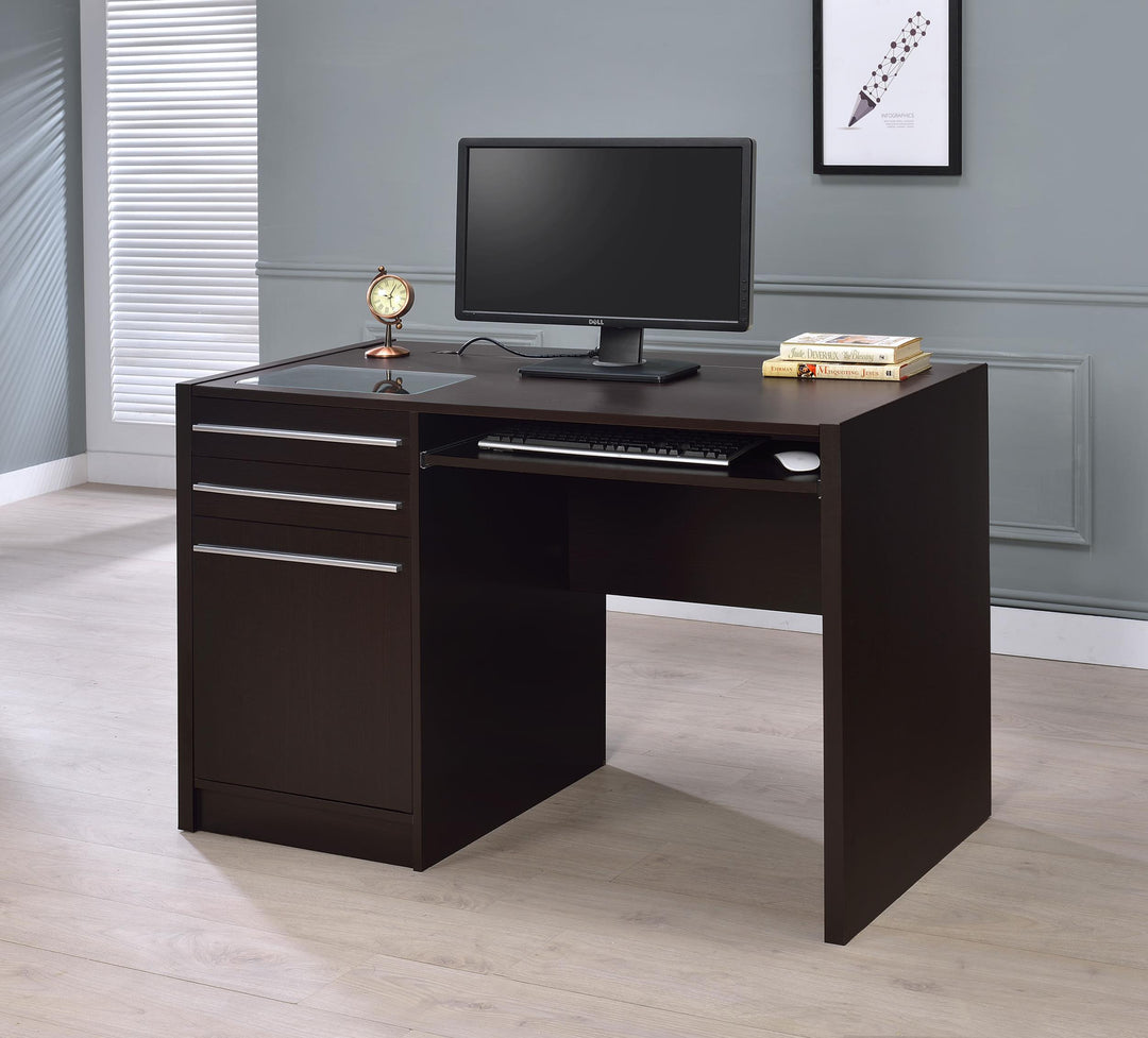 Coaster Furniture 800702 Halston 47-inch 2-drawer Office Desk with Cabinet Cappuccino