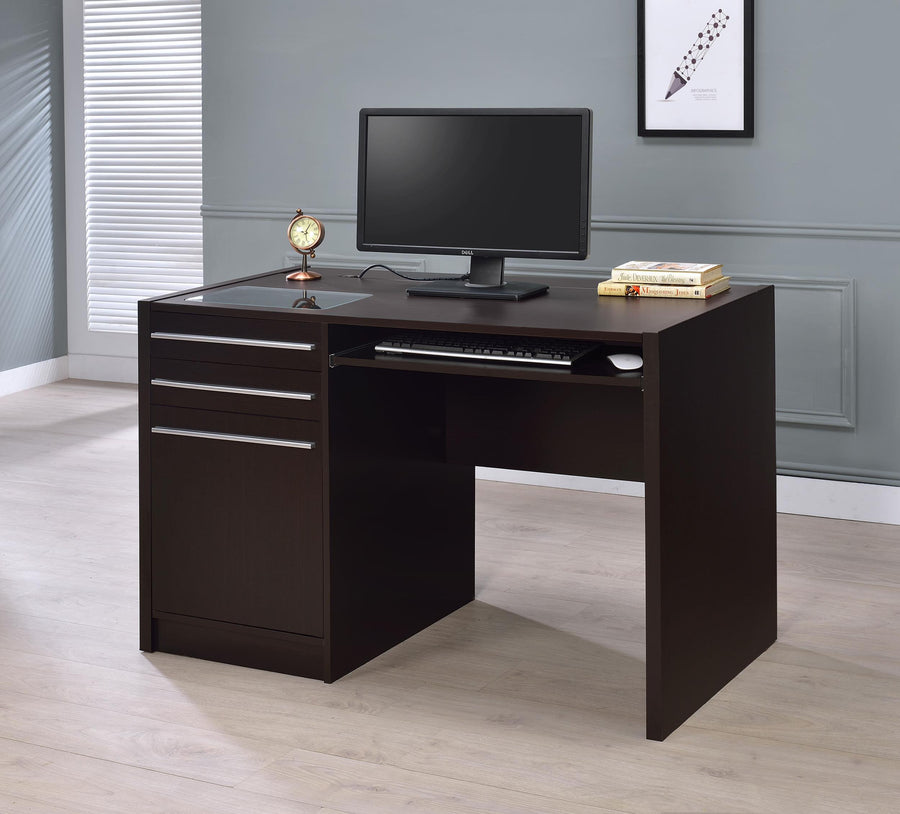 Coaster Furniture 800702 Halston 47-inch 2-drawer Office Desk with Cabinet Cappuccino
