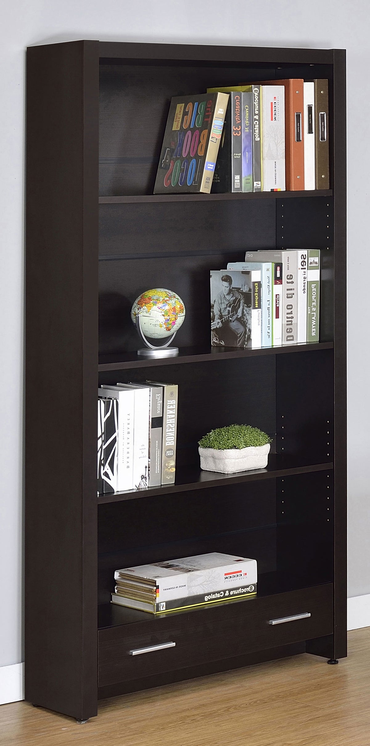 Skylar - 5-Shelf Bookcase With Drawer - Cappuccino