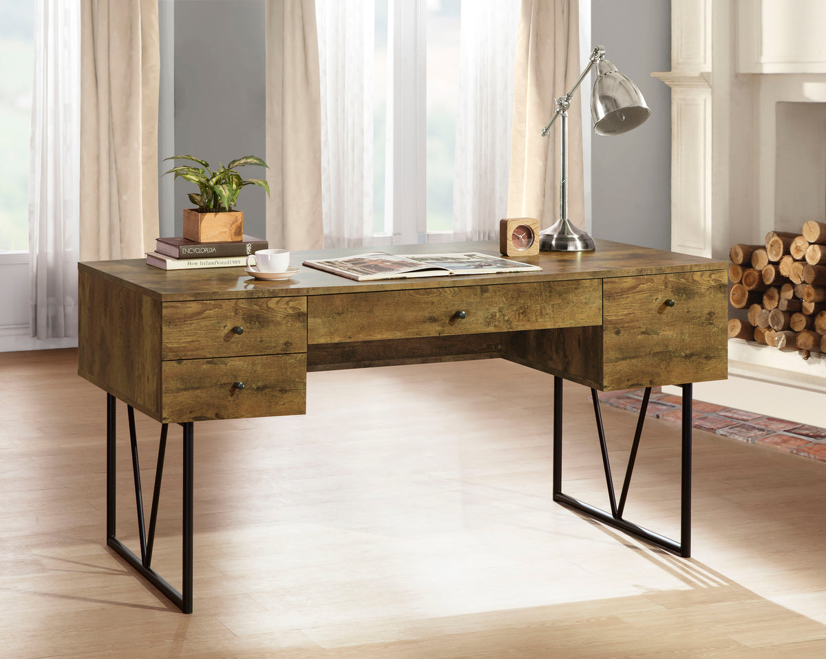 Analiese - 4-Drawer Writing Desk - Rustic Nutmeg