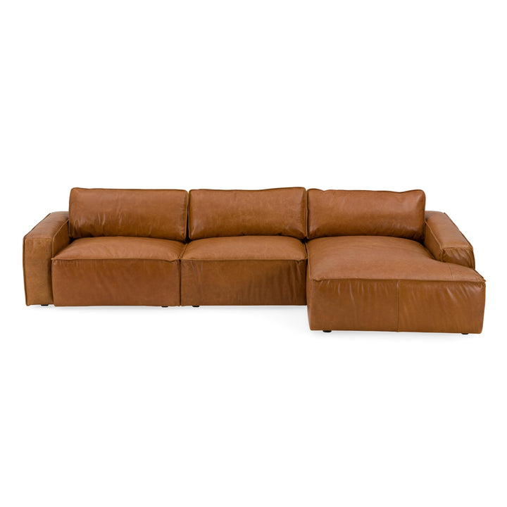 Cambria - Modern RAF Cognac Leather Sectional Sofa