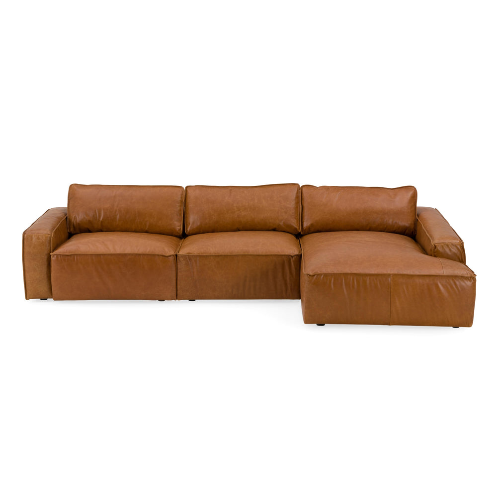 Cambria - Modern RAF Cognac Leather Sectional Sofa