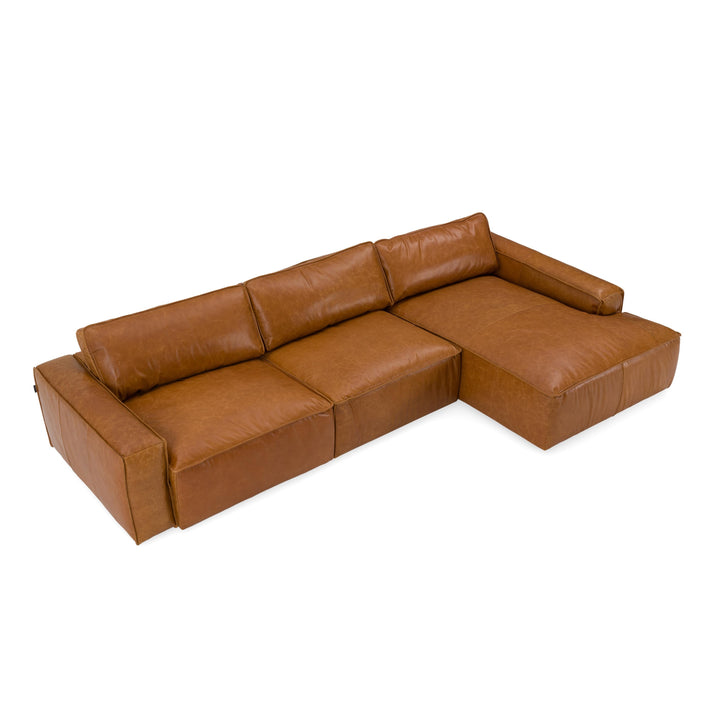 Cambria - Modern RAF Cognac Leather Sectional Sofa