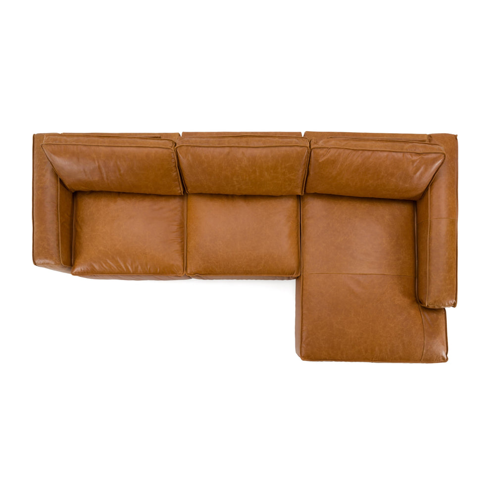 Cambria - Modern RAF Cognac Leather Sectional Sofa
