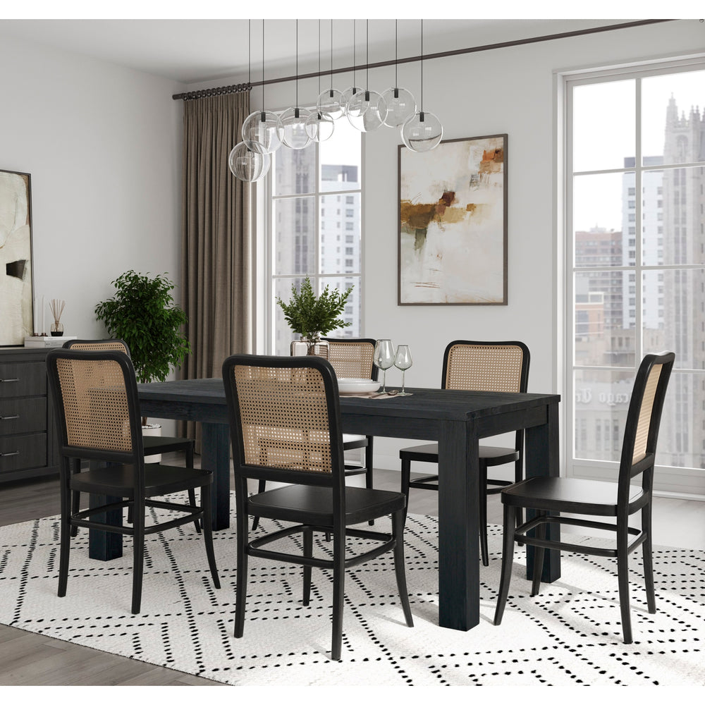Sonora Rattan Dining Side Chair Wood Seat - Black/Natural - view 2