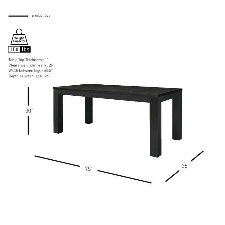 Bedford 75" Rectangular Dining Table Square Legs - Brushed Black - view 2