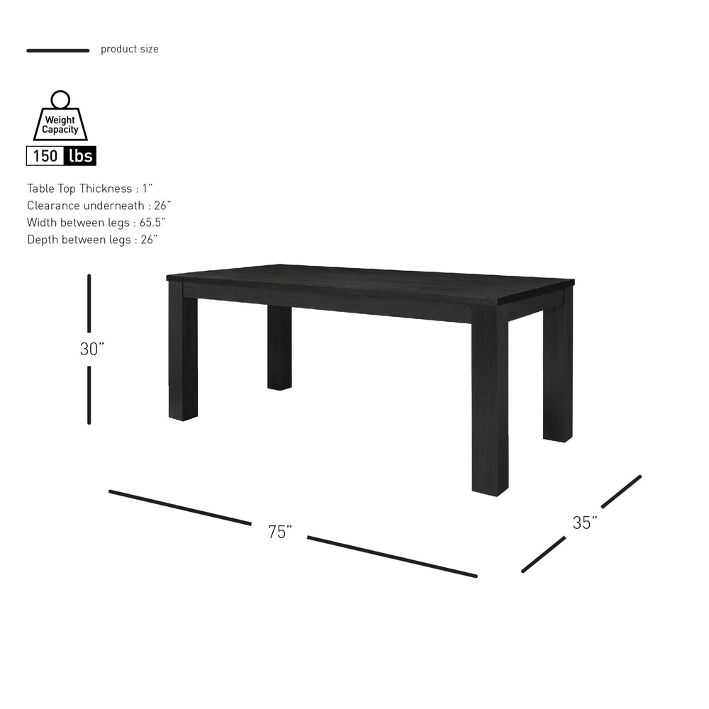 Bedford 75" Rectangular Dining Table Square Legs - Brushed Black - view 2