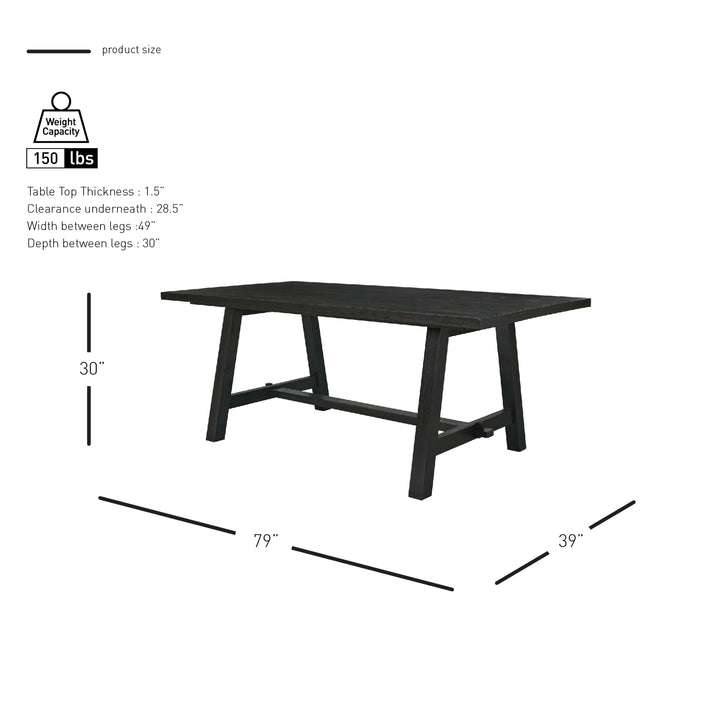 Bedford 79" Rectangular Dining Table A-Base - Brushed Black - view 2
