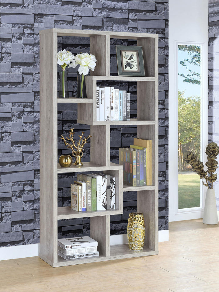 Coaster Furniture 801137 Theo 71-inch 7-shelf Bookshelf Grey Driftwood