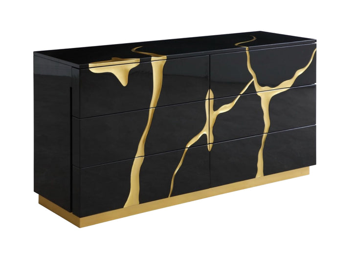 Aspen  Modern Black and Gold Dresser
