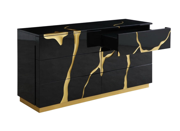 Aspen  Modern Black and Gold Dresser