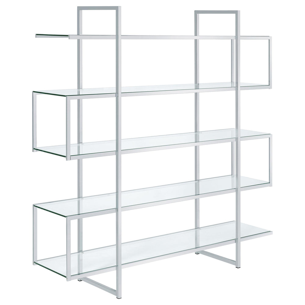 Coaster Furniture 801304 Elmer 63-inch 5-shelf Bookshelf Clear and Chrome