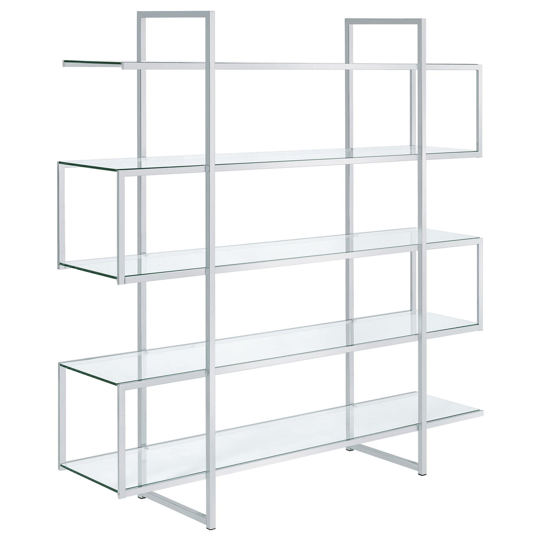Coaster Furniture 801304 Elmer 63-inch 5-shelf Bookshelf Clear and Chrome