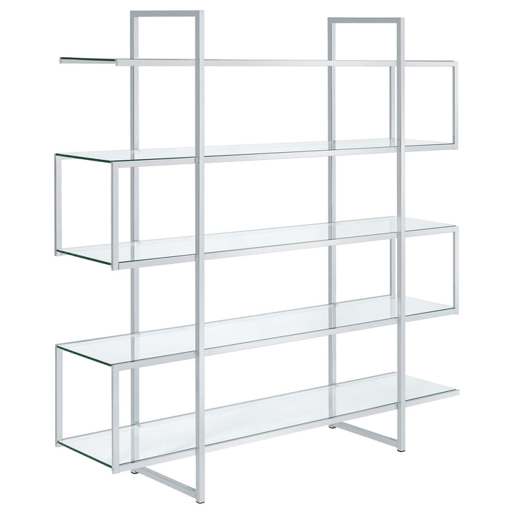Coaster Furniture 801304 Elmer 63-inch 5-shelf Bookshelf Clear and Chrome