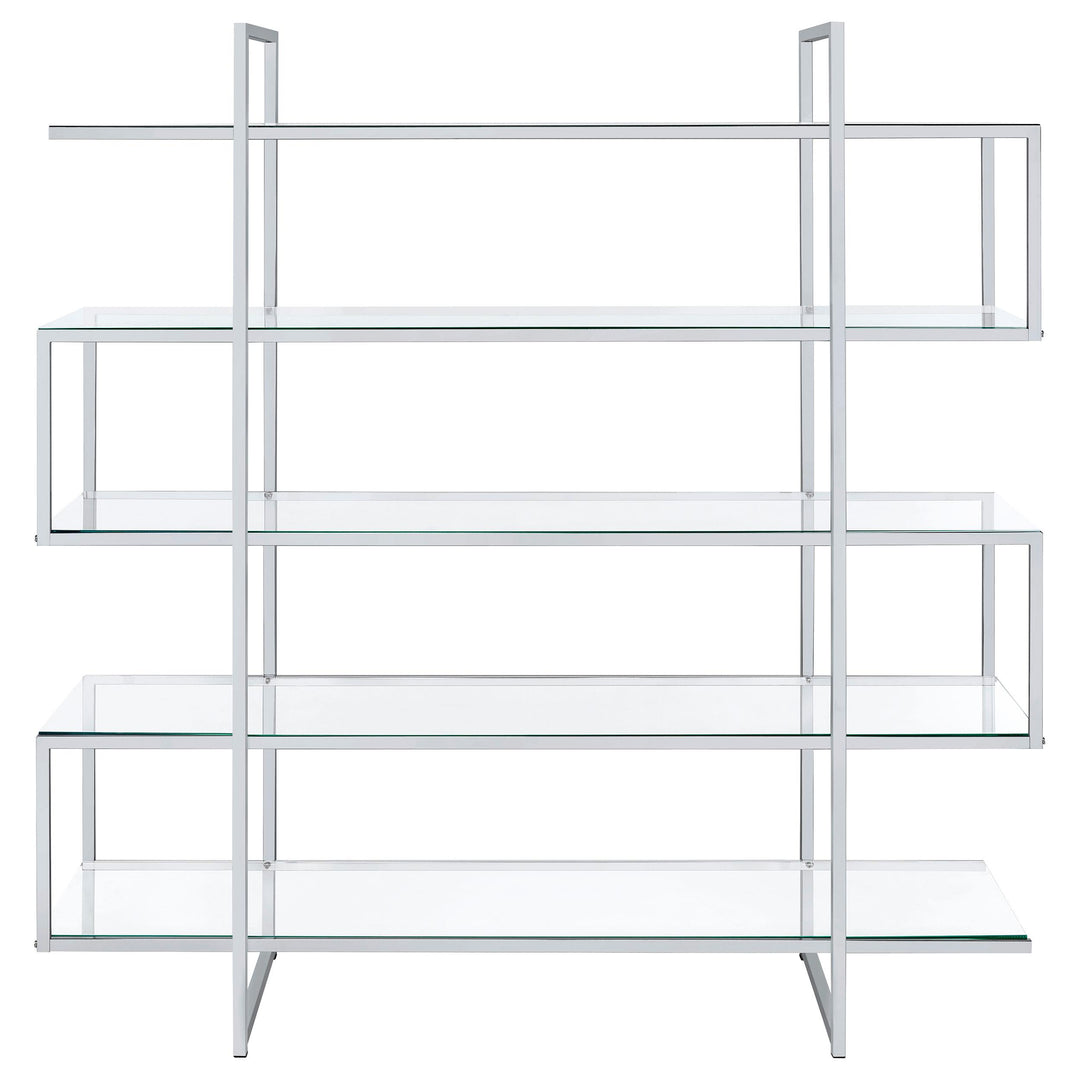 Coaster Furniture 801304 Elmer 63-inch 5-shelf Bookshelf Clear and Chrome