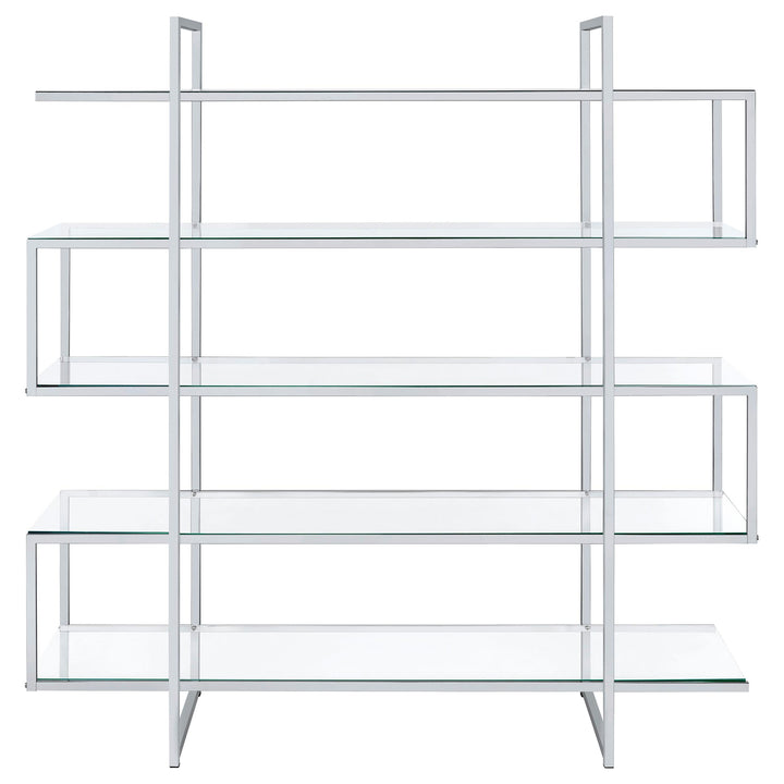 Coaster Furniture 801304 Elmer 63-inch 5-shelf Bookshelf Clear and Chrome