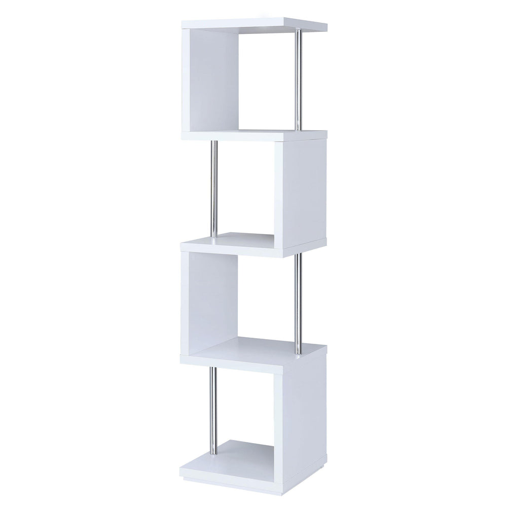 Coaster Furniture 801418 Baxter 67-inch 4-shelf Bookshelf White and Chrome