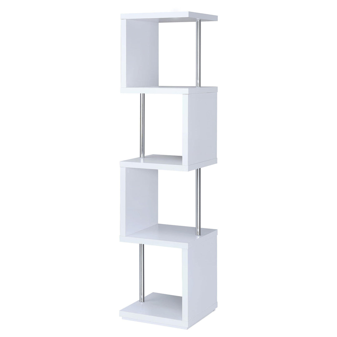 Coaster Furniture 801418 Baxter 67-inch 4-shelf Bookshelf White and Chrome