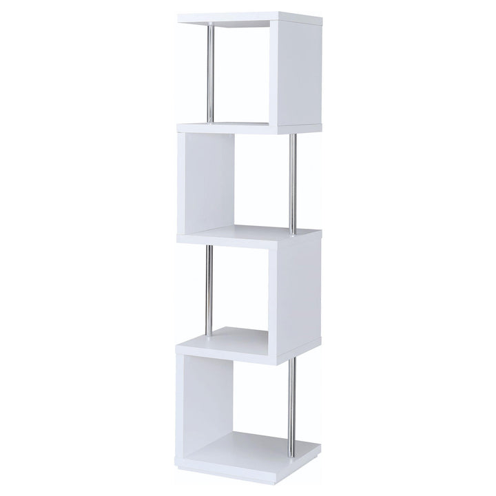 Coaster Furniture 801418 Baxter 67-inch 4-shelf Bookshelf White and Chrome