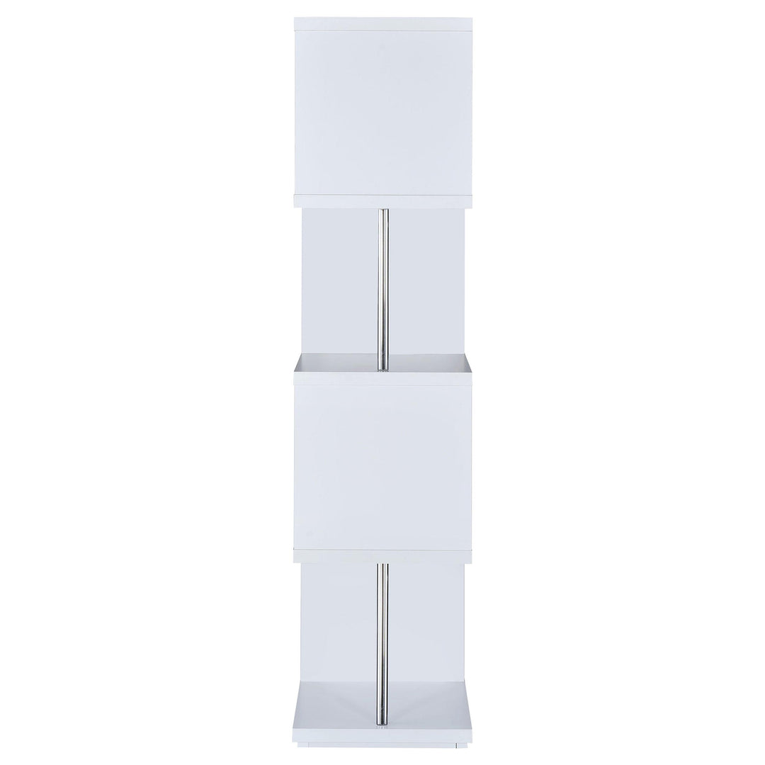 Coaster Furniture 801418 Baxter 67-inch 4-shelf Bookshelf White and Chrome