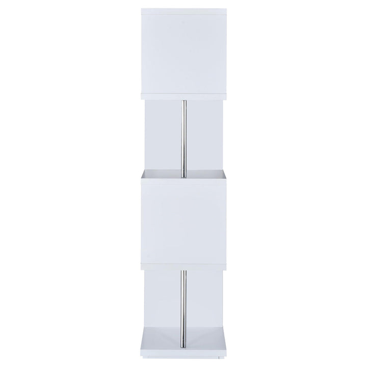 Coaster Furniture 801418 Baxter 67-inch 4-shelf Bookshelf White and Chrome