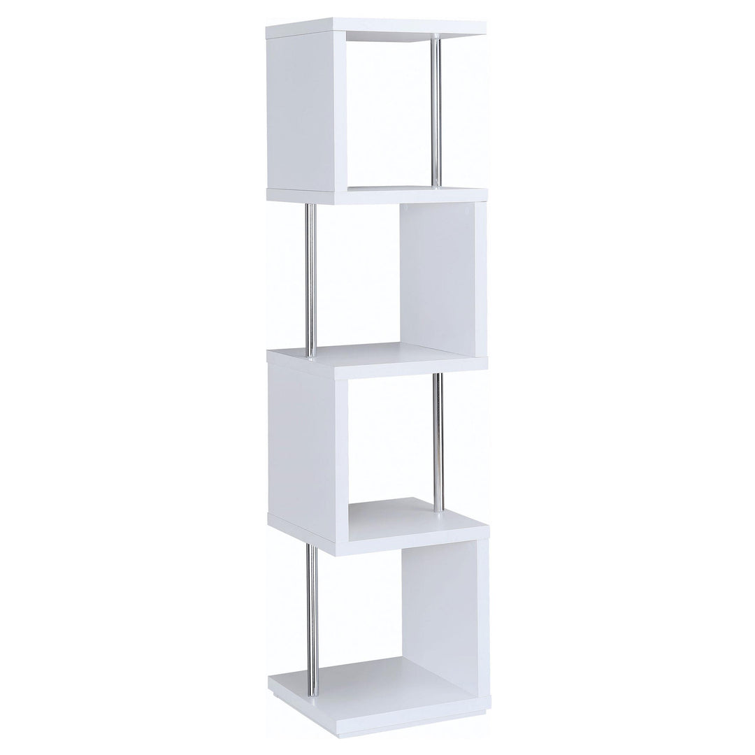 Coaster Furniture 801418 Baxter 67-inch 4-shelf Bookshelf White and Chrome