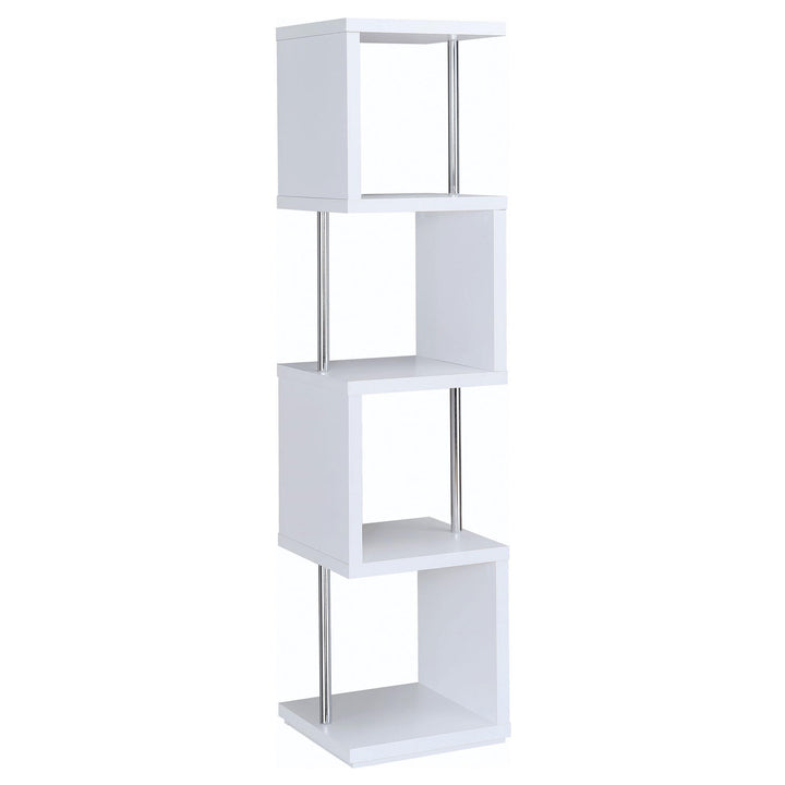 Coaster Furniture 801418 Baxter 67-inch 4-shelf Bookshelf White and Chrome