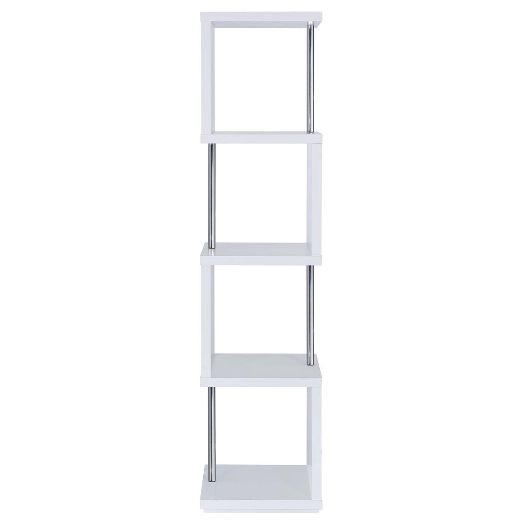 Coaster Furniture 801418 Baxter 67-inch 4-shelf Bookshelf White and Chrome
