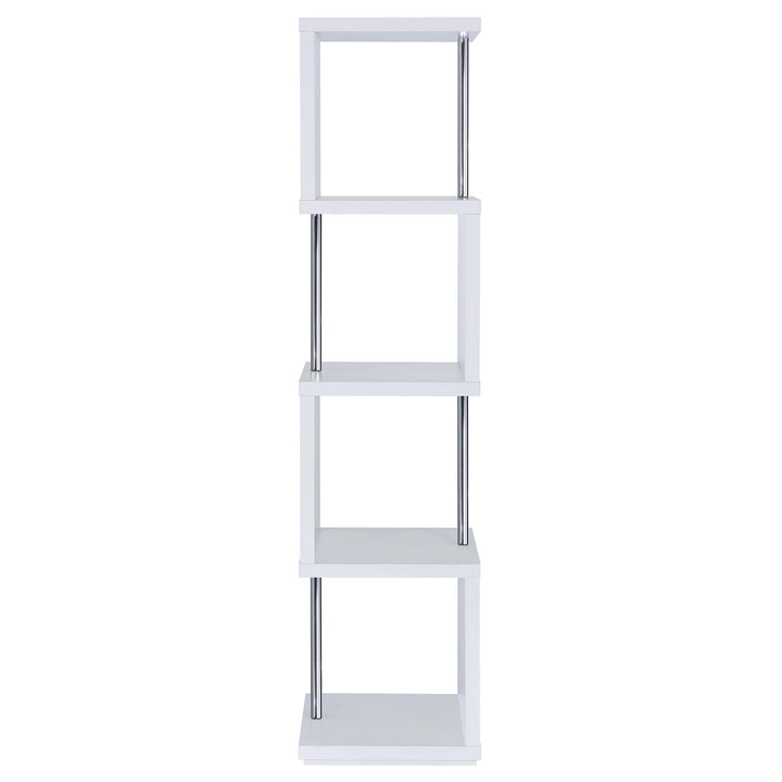 Coaster Furniture 801418 Baxter 67-inch 4-shelf Bookshelf White and Chrome