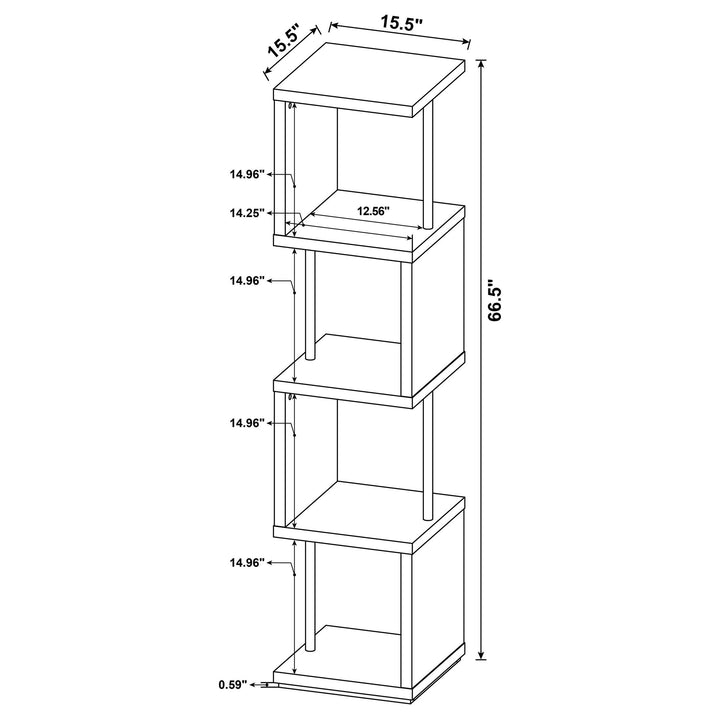 Coaster Furniture 801418 Baxter 67-inch 4-shelf Bookshelf White and Chrome