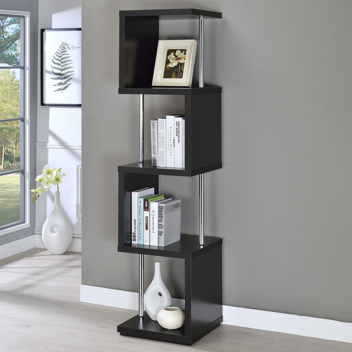 Coaster Furniture 801419 Baxter 67-inch 4-shelf Bookshelf Black and Chrome